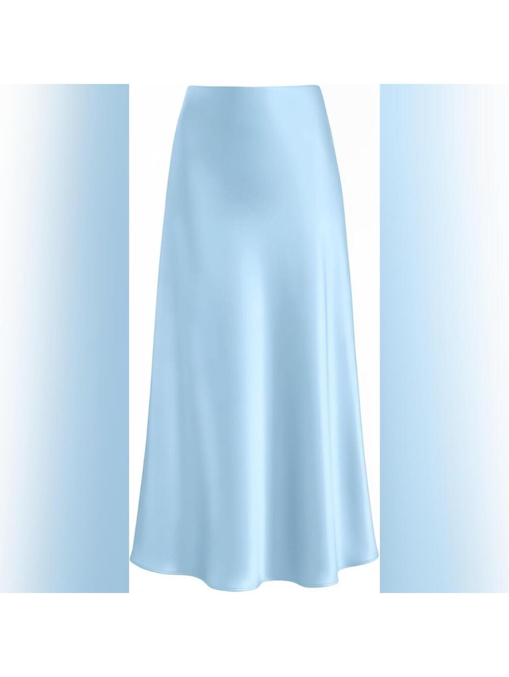 Light Blue A-Line Satin Skirt
